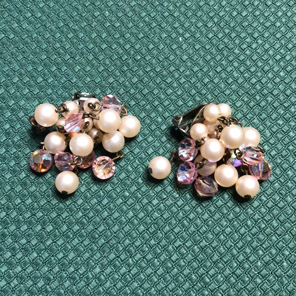 Vintage pearl and crystal earrings